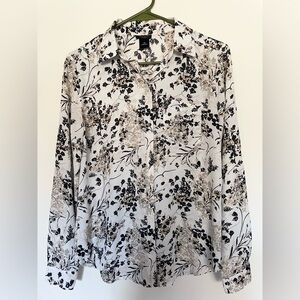 Floral Print Women’s Black, Cream and White Blouse